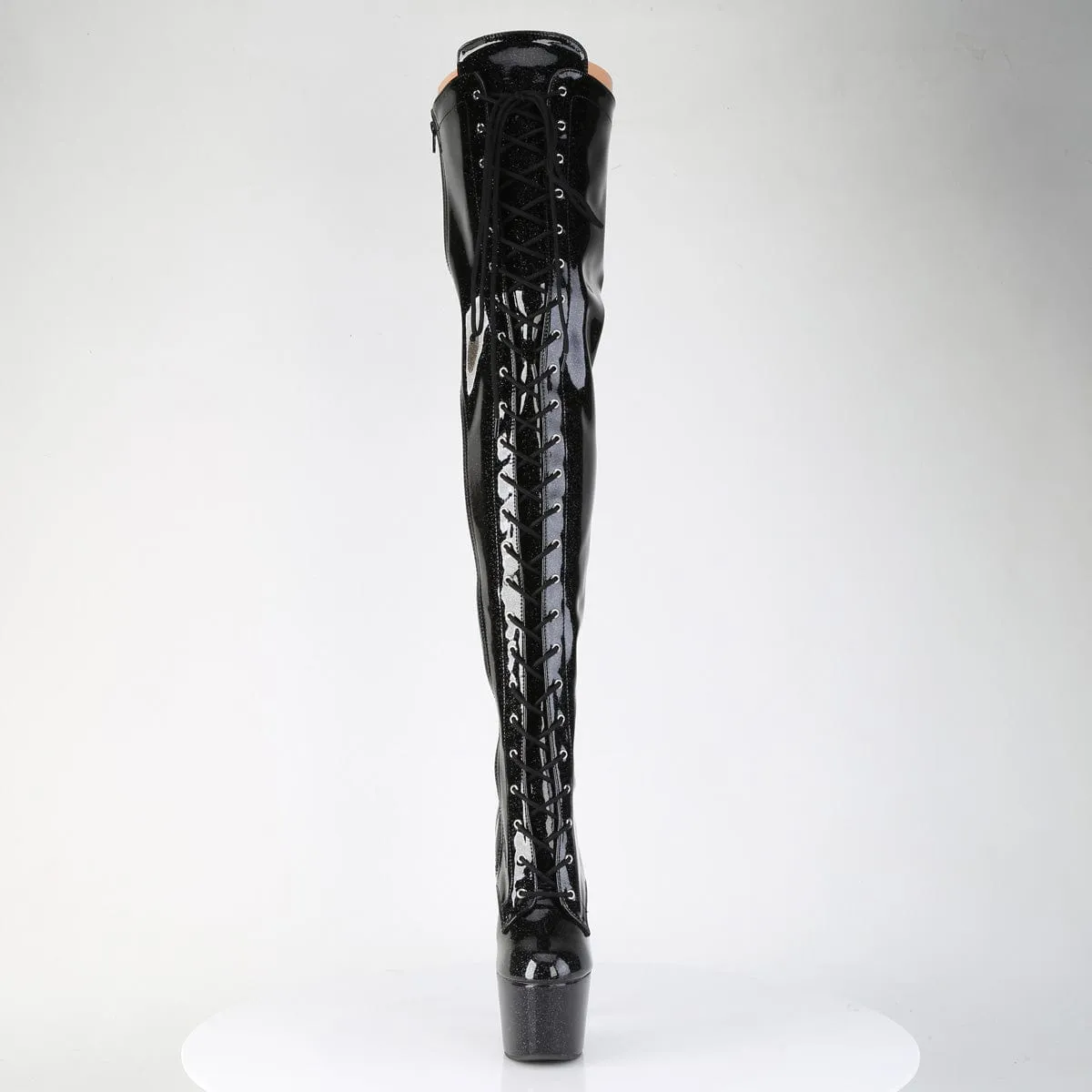 ADORE-3020GP Black Glitter Pat Thigh Boots