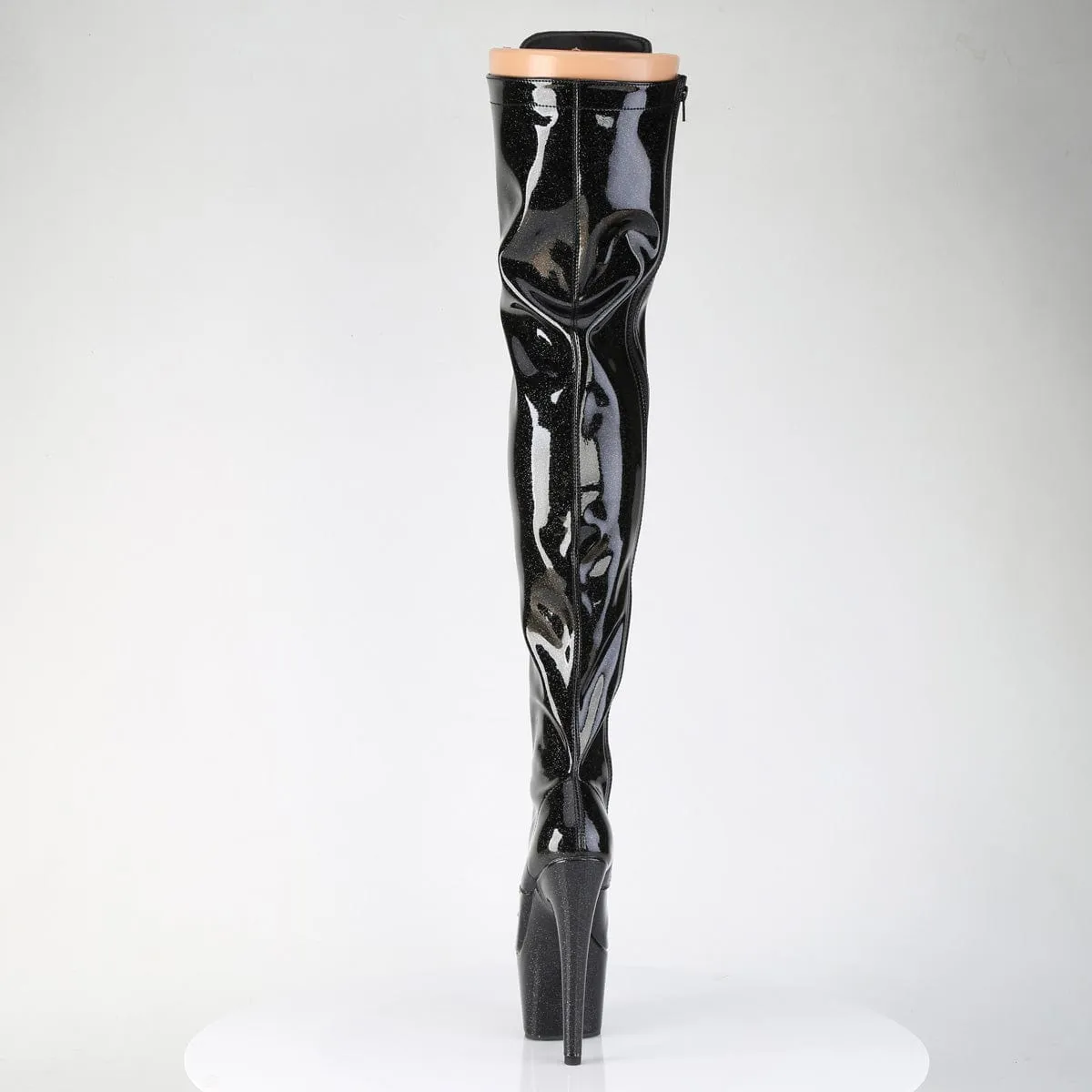 ADORE-3020GP Black Glitter Pat Thigh Boots