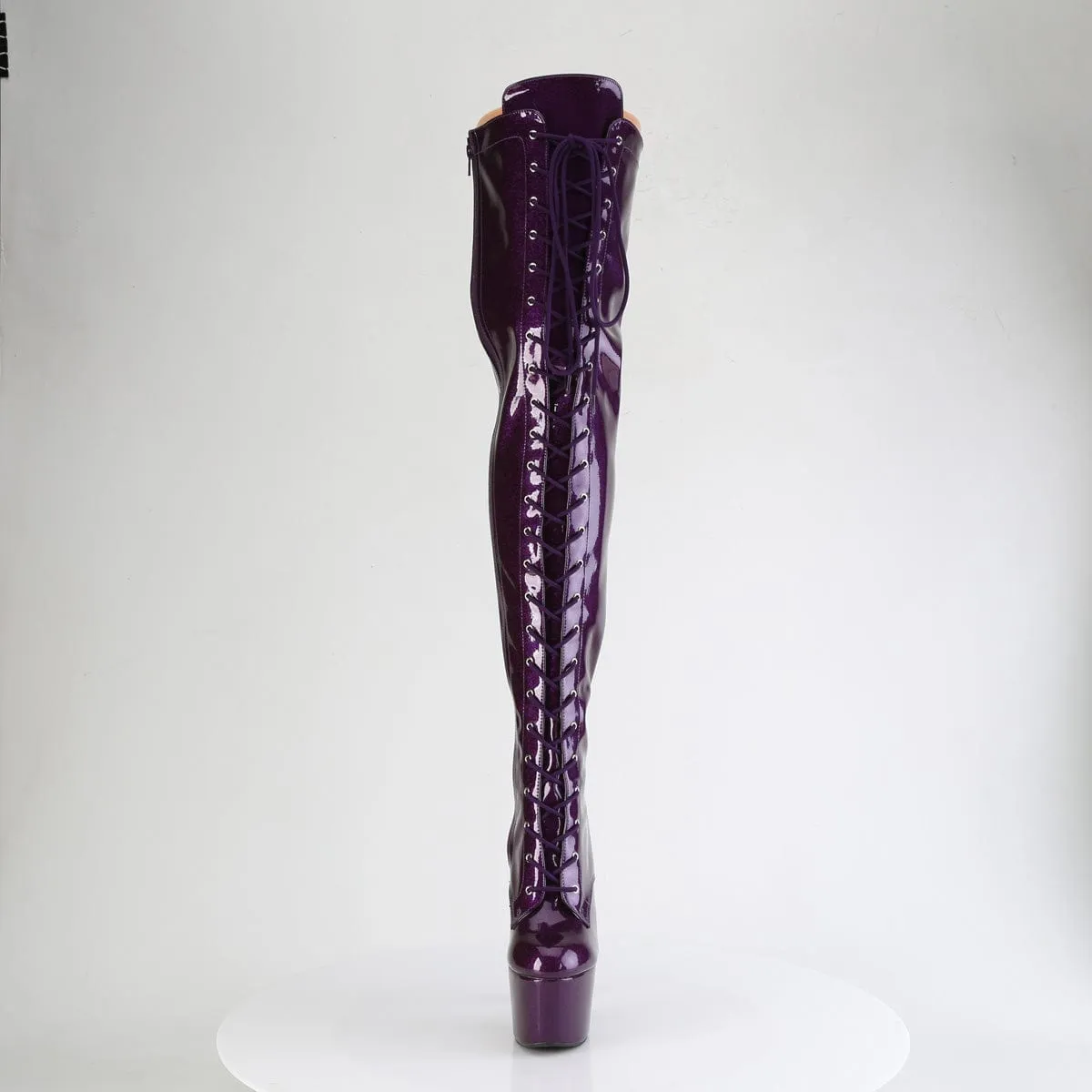 ADORE-3020GP Purple Glitter Pat Thigh Boots