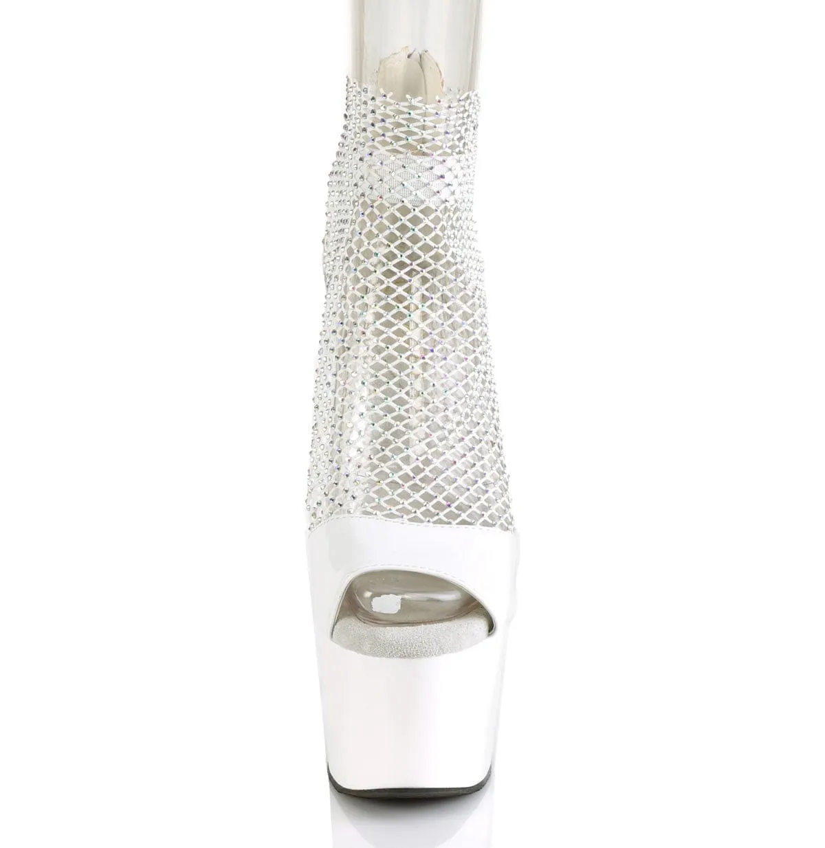 ADORE-765RM White Patent -Rhinestones Mesh/White