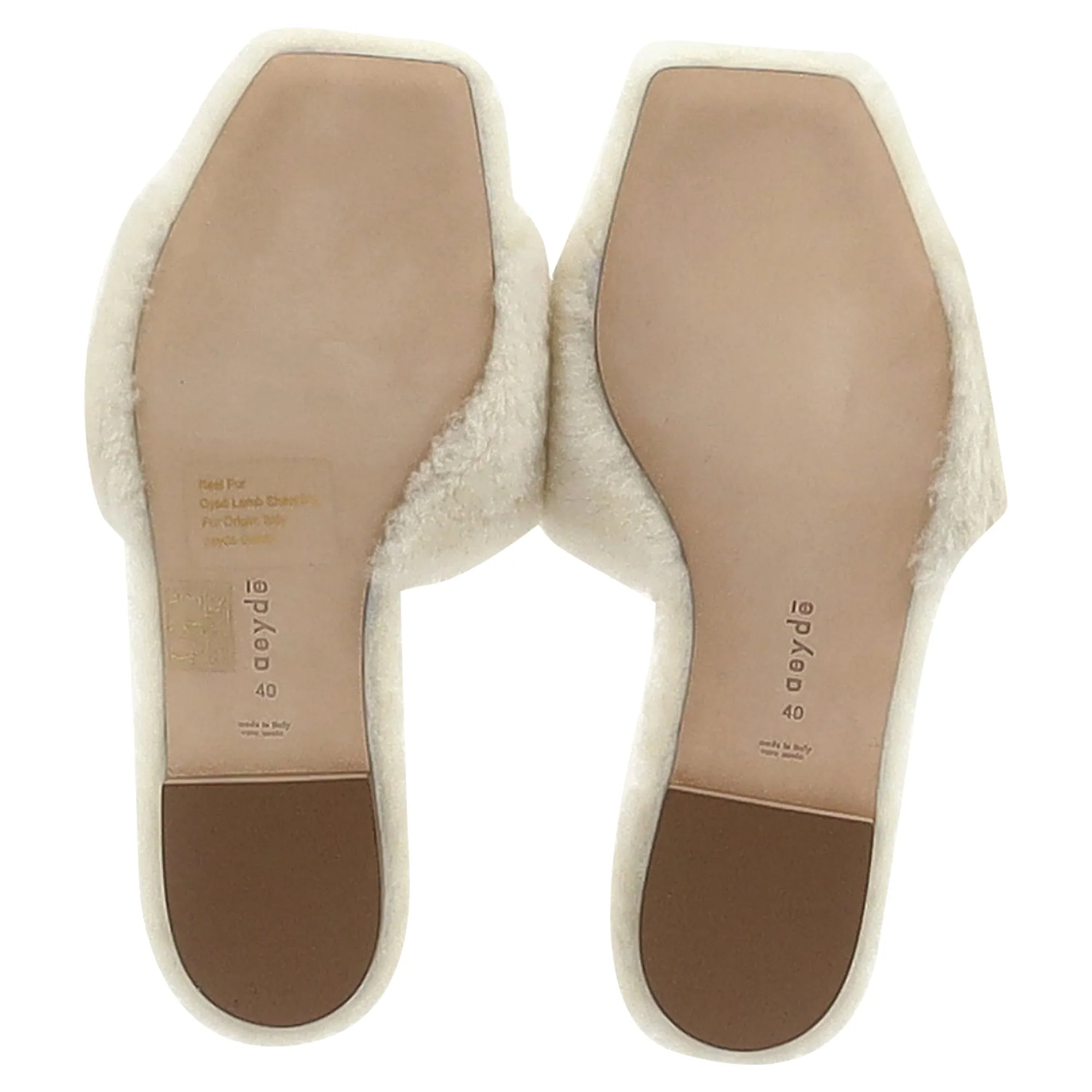 Aeyde Anna Shearling Slides in White Fur