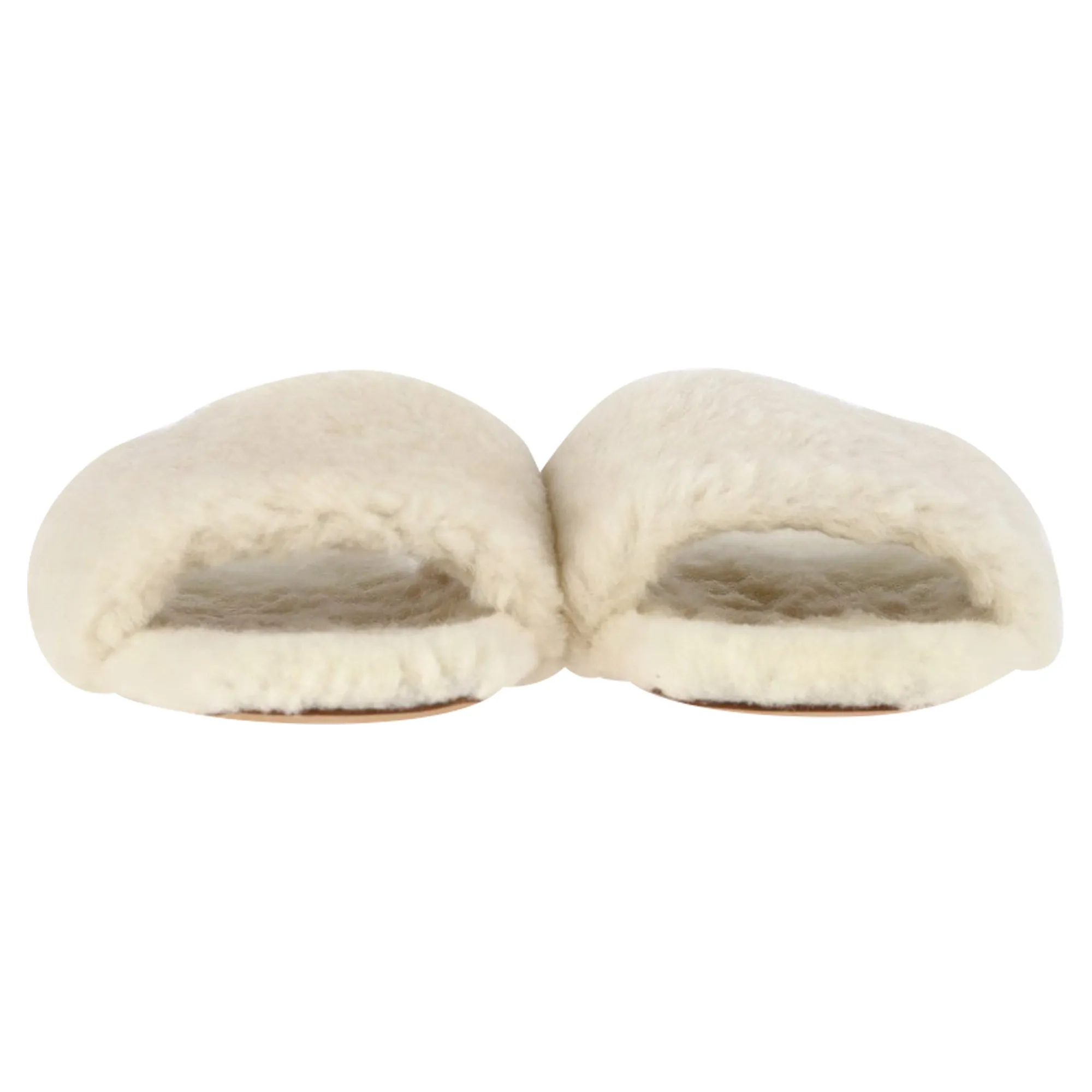 Aeyde Anna Shearling Slides in White Fur