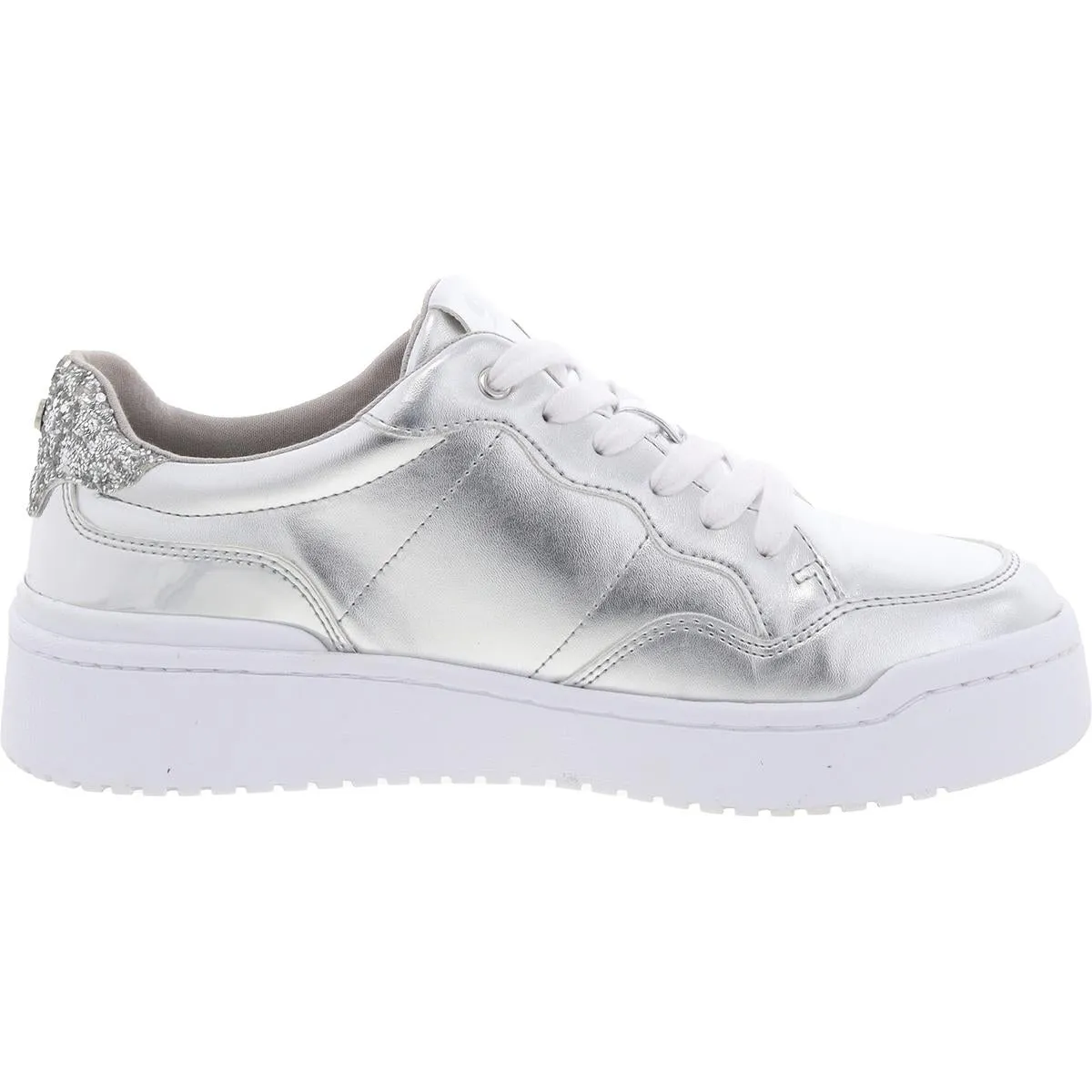 Aleno Womens Glitter Faux Leather Casual And Fashion Sneakers