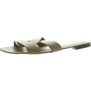 Anita Womens Solid Leather Slide Sandals