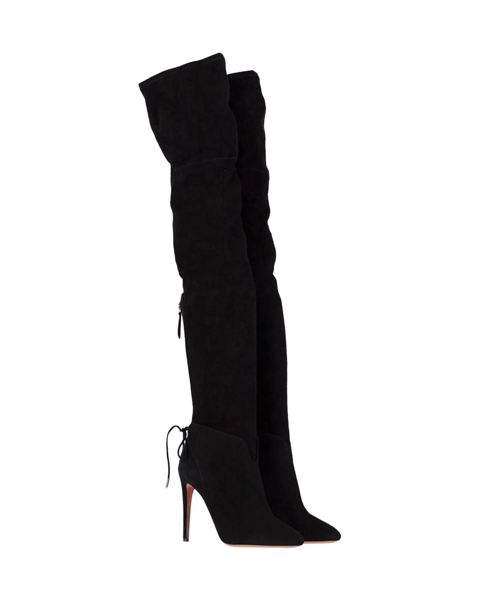 Aquazzura Giselle Over-The-Knee Boots in Black Suede