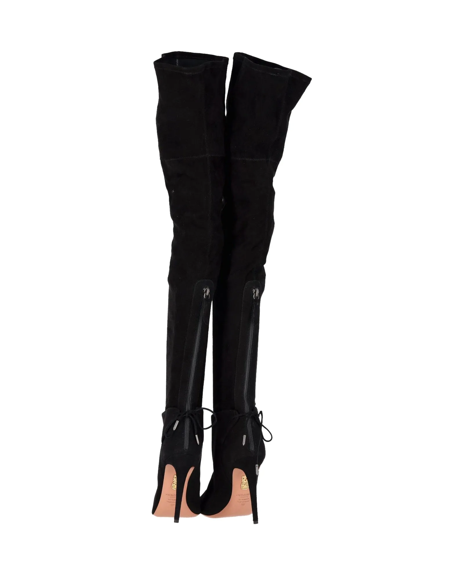 Aquazzura Giselle Over-The-Knee Boots in Black Suede