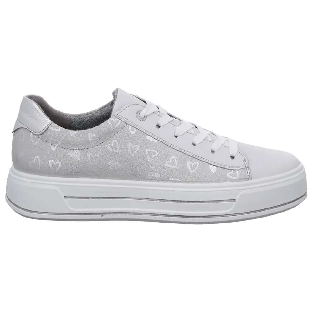 Ara Carol Hearts Fog/Silver Metallic Leather Sneaker (Women's)