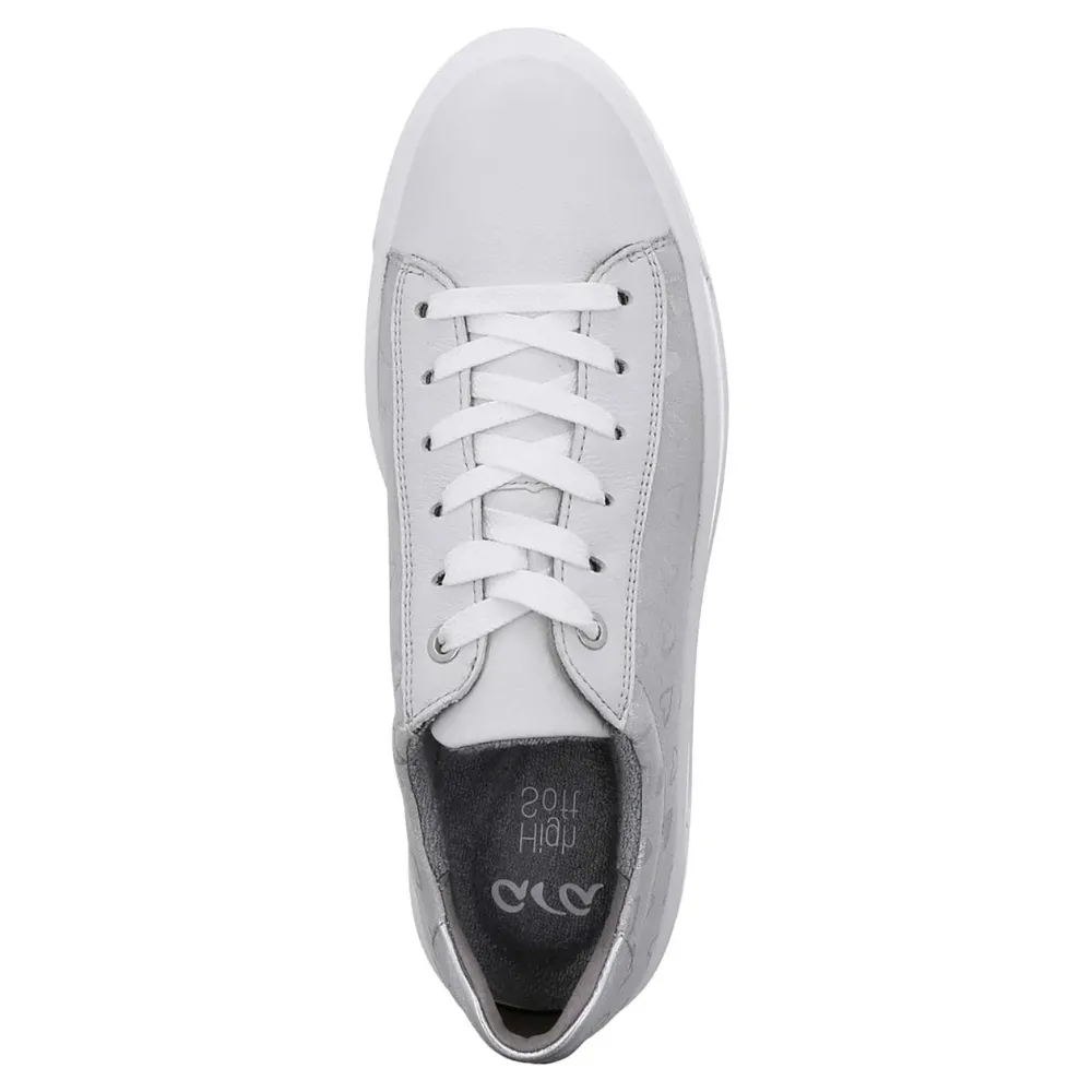 Ara Carol Hearts Fog/Silver Metallic Leather Sneaker (Women's)