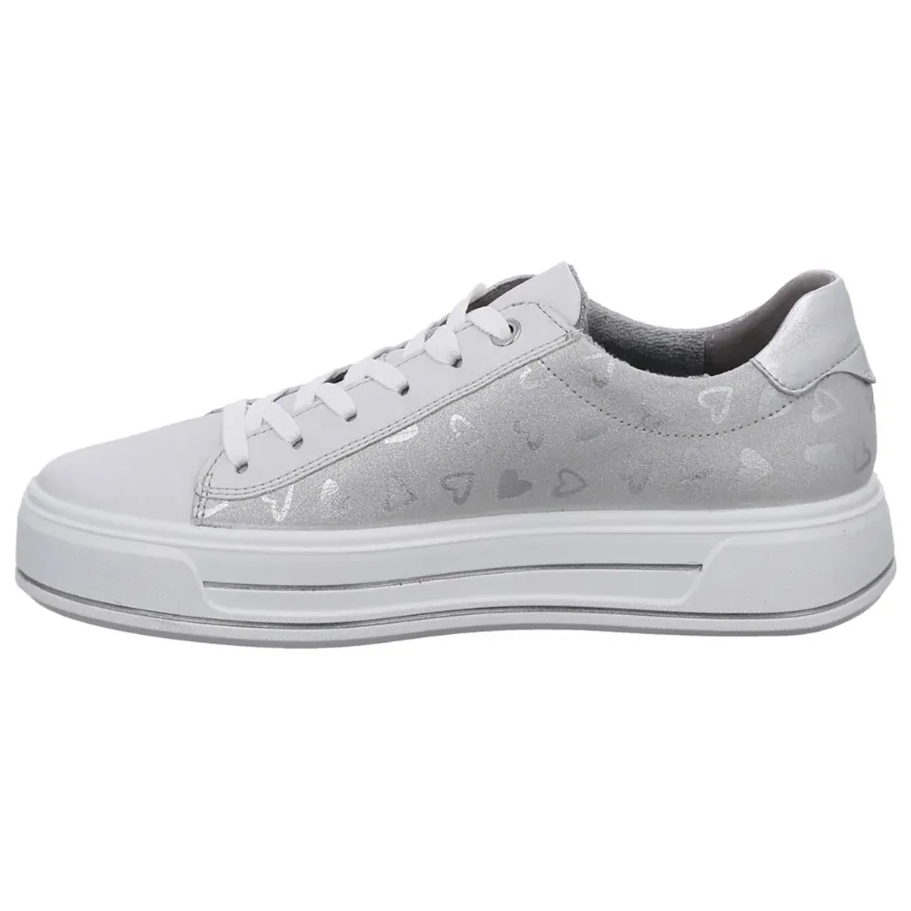 Ara Carol Hearts Fog/Silver Metallic Leather Sneaker (Women's)