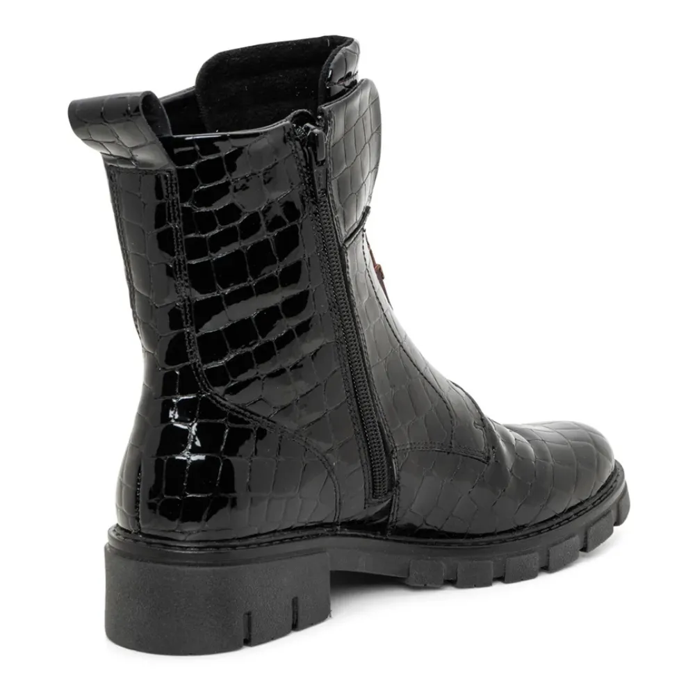 Ara Deon Black Croco Patent Leather Boot (Women's)