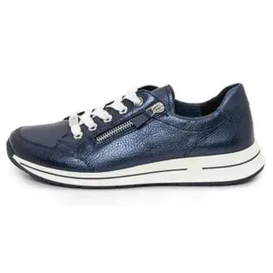 Ara Oleanna Metallic Blue Leather Zip Sneaker (Women's)