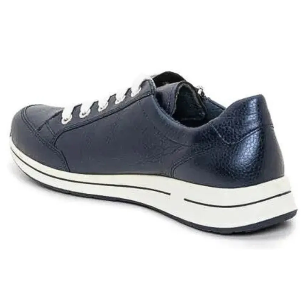 Ara Oleanna Metallic Blue Leather Zip Sneaker (Women's)