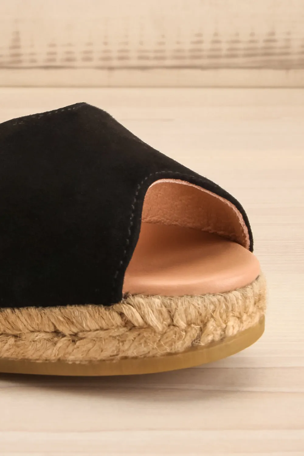 Arma Black | Peep Toe Sandal Wedges