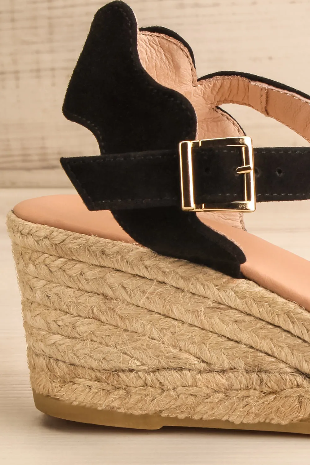 Arma Black | Peep Toe Sandal Wedges