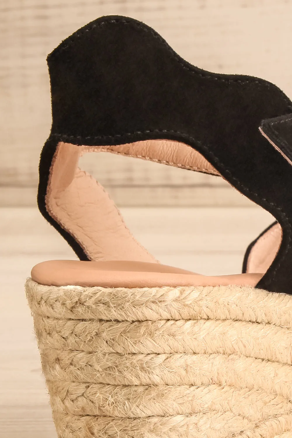 Arma Black | Peep Toe Sandal Wedges