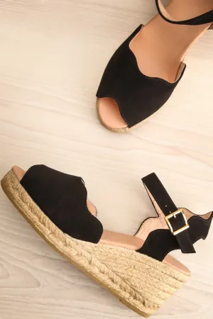 Arma Black | Peep Toe Sandal Wedges
