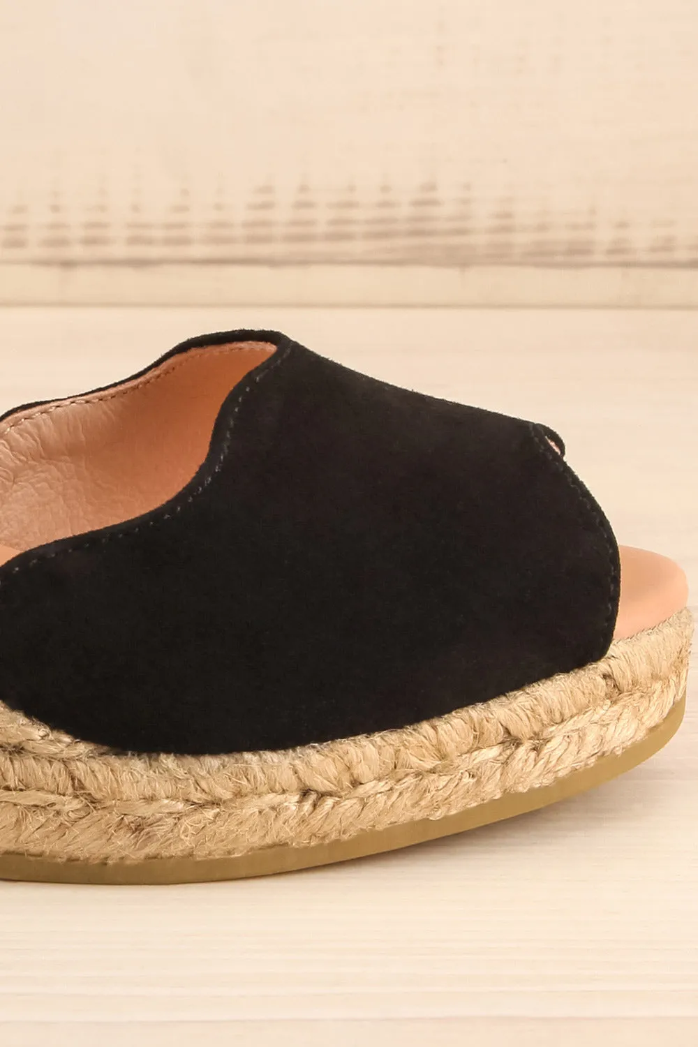 Arma Black | Peep Toe Sandal Wedges