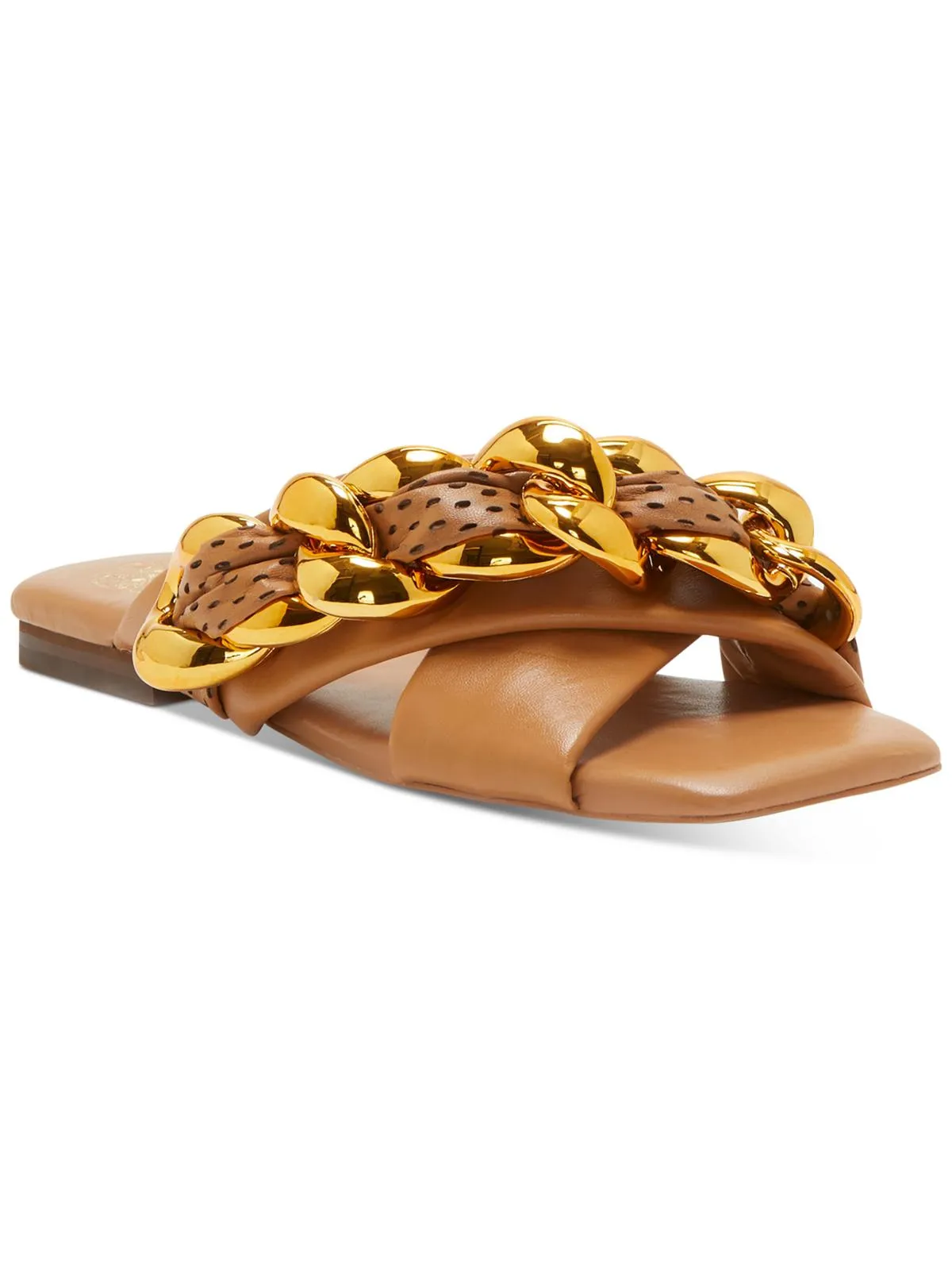 Azori Womens Leather Square Toe Slide Sandals