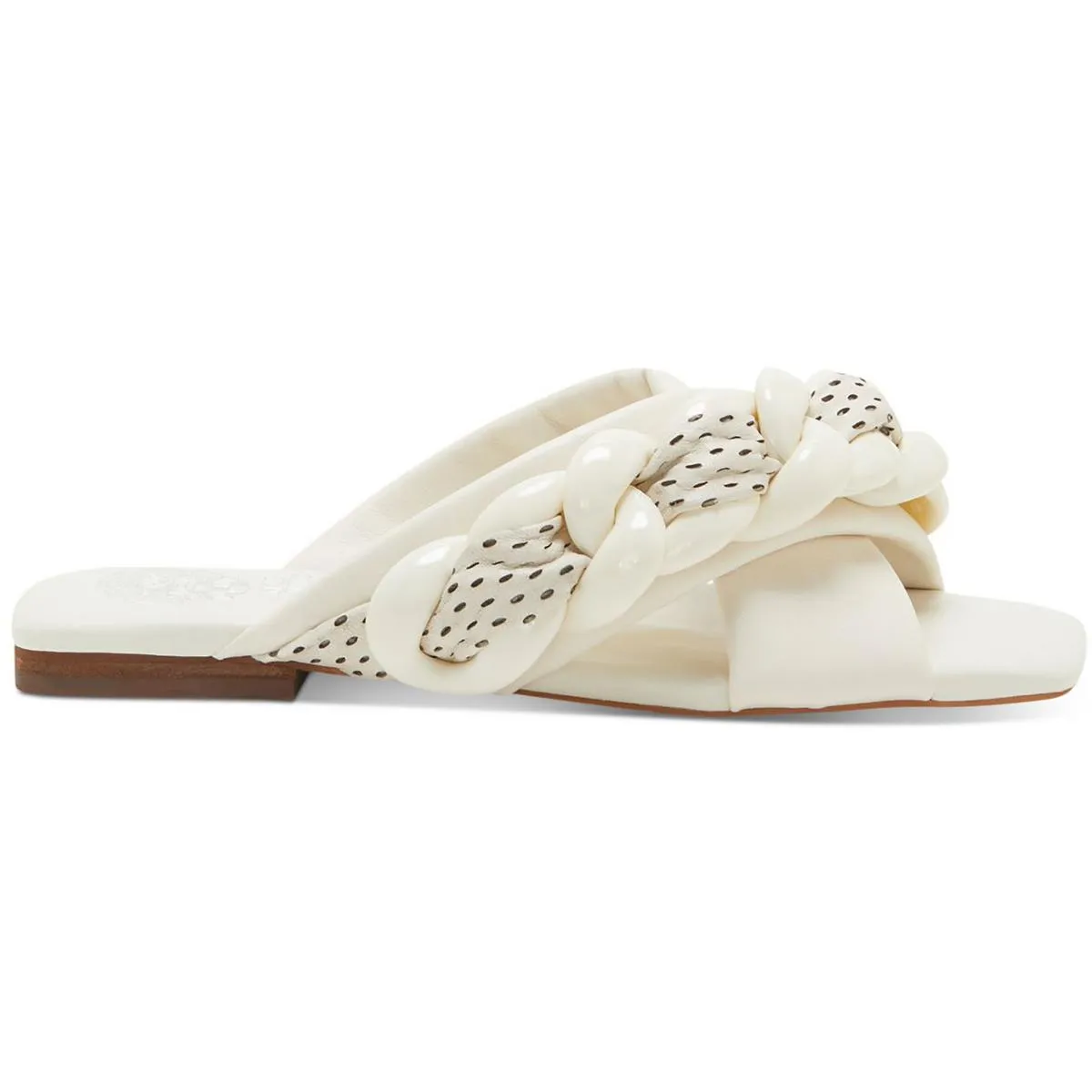 Azori Womens Leather Square Toe Slide Sandals