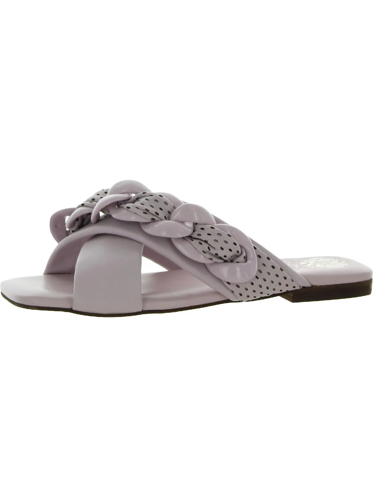 Azori Womens Leather Square Toe Slide Sandals