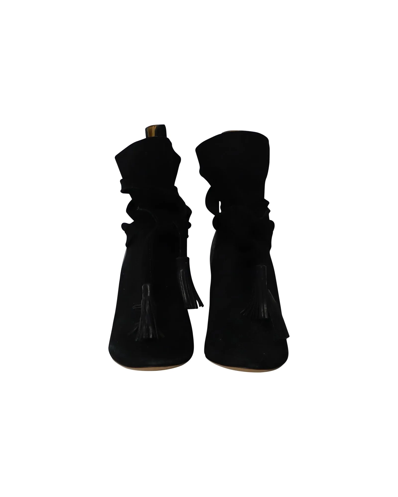 Ba&Sh Block Heel Ankle Boots in Black Suede