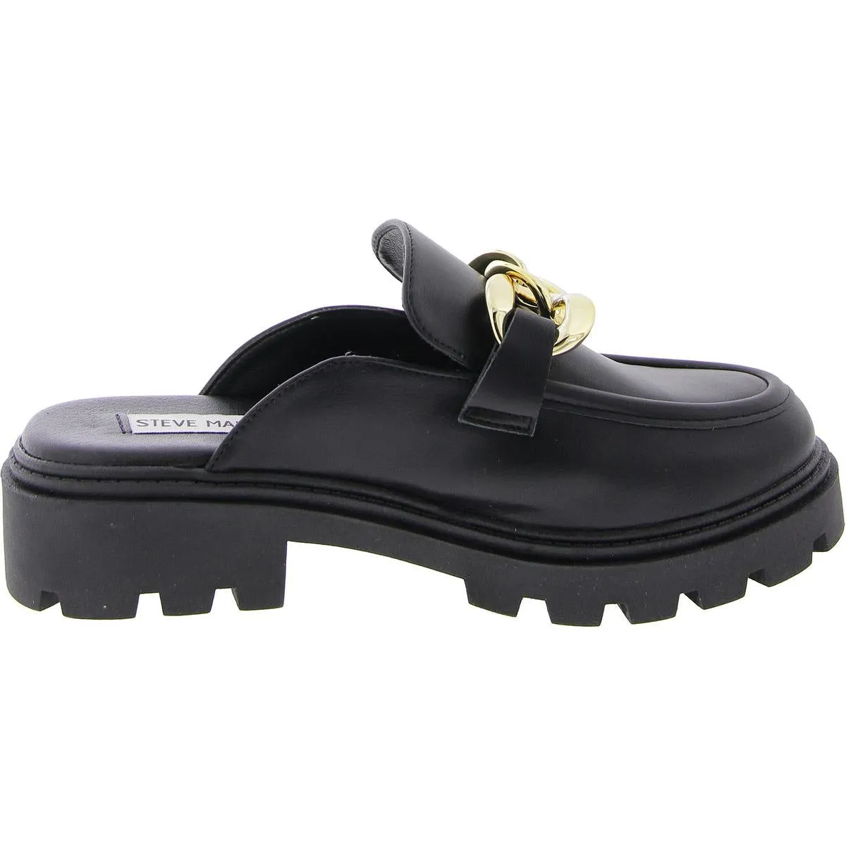 Balanced Womens Faux Leather Block Heel Mules