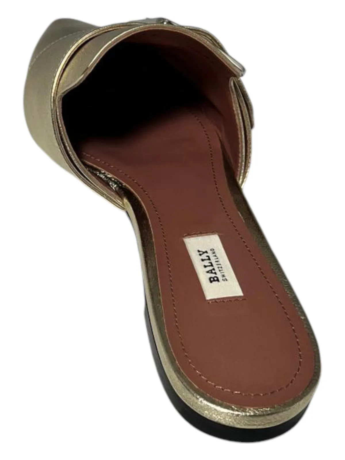 Bally Hamelin 6223284 Ladies Champagne Leather Buckled Mules