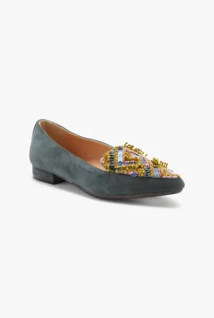 Beaded Ballerina In Grey/lime