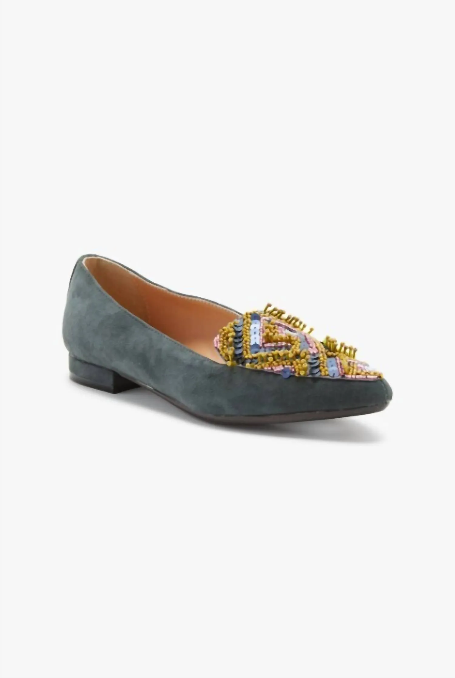 Beaded Ballerina In Grey/lime