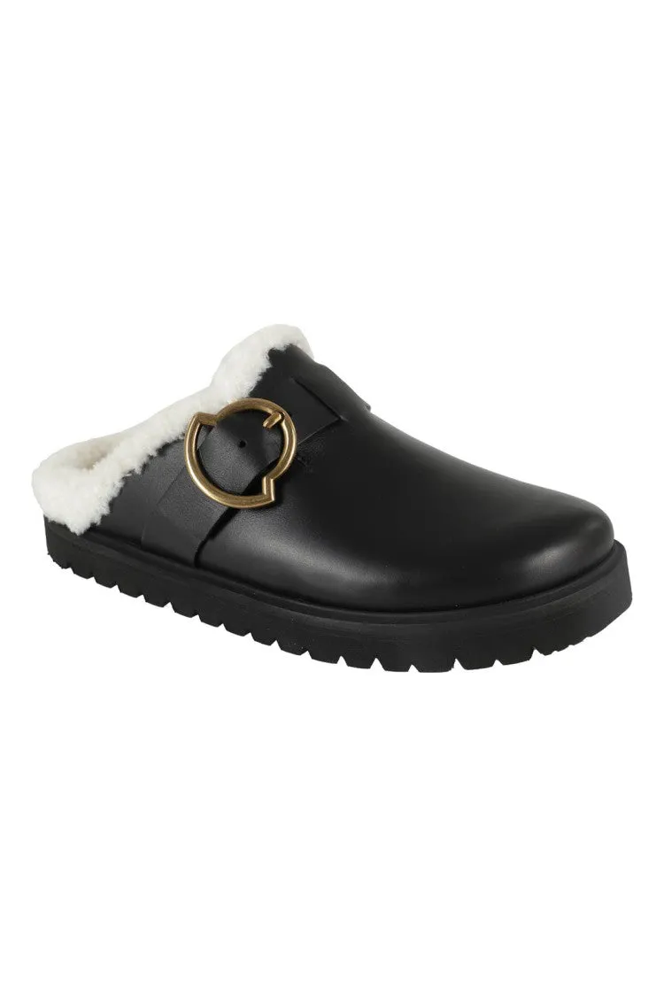 Bell Mules With Faux Shearling Lining