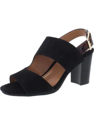 Bianca Womens Suede Ankle Strap Block Heels
