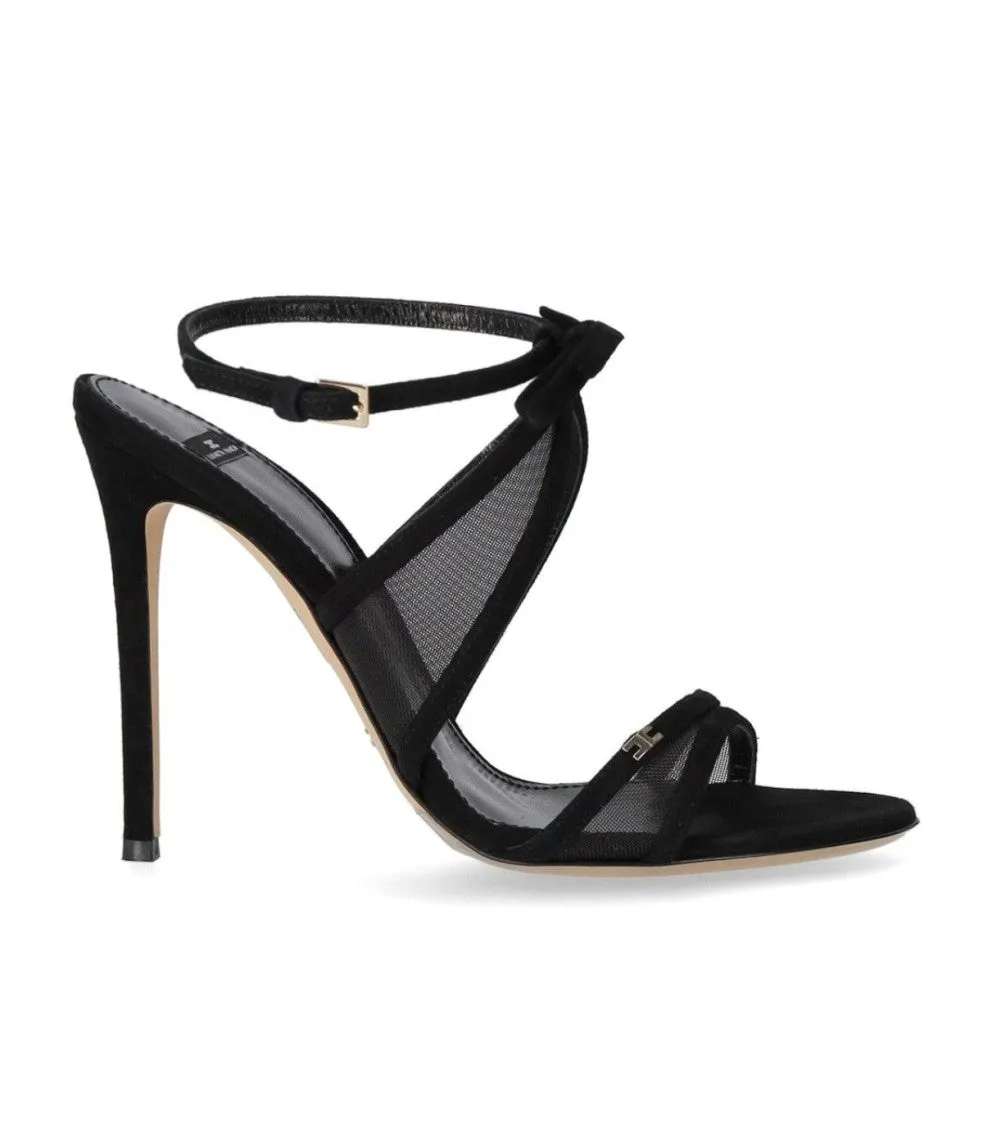 Black Heeled Sandal With Bow