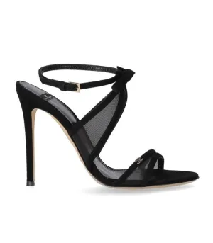 Black Heeled Sandal With Bow