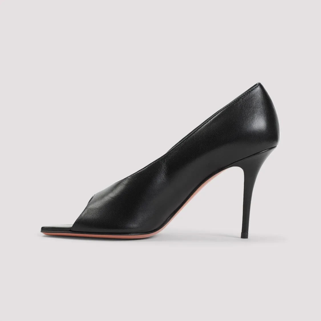 Black Nappa Leather Julianne 90 Peep Toe Pumps