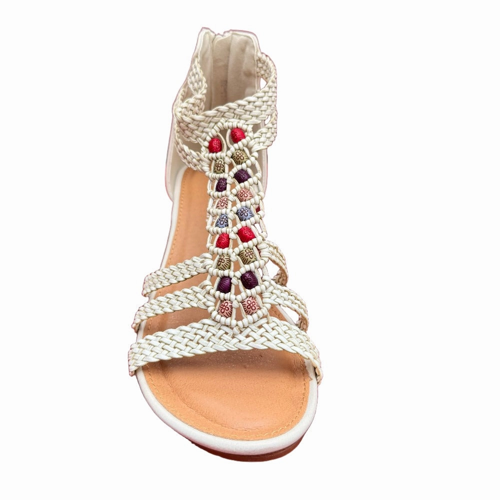Braided strapy wedge sandal