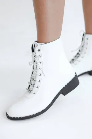 Brianna Faux Leather Boot In White