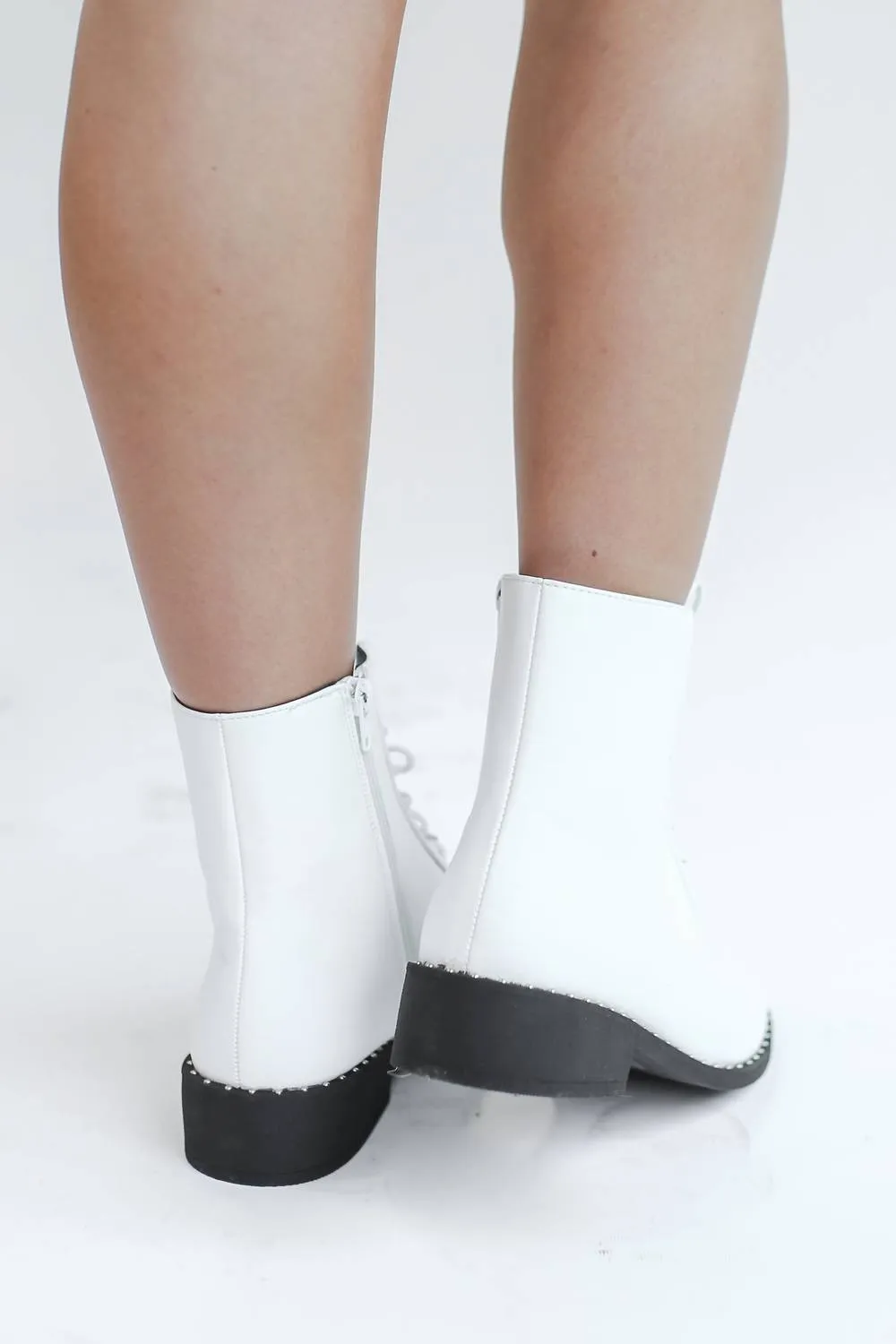 Brianna Faux Leather Boot In White