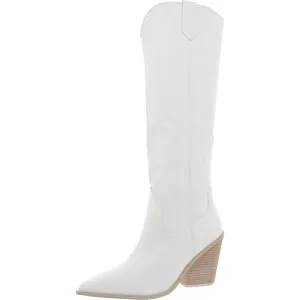 Bronco Womens Faux Leather Pointed Toe Knee-High Boots