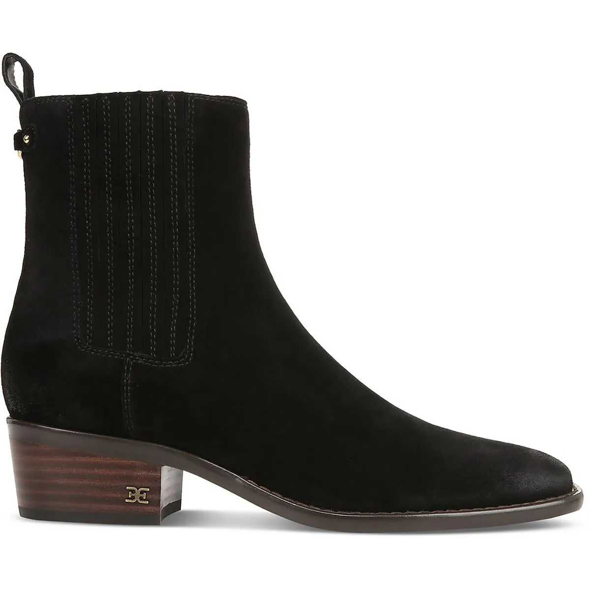 Bronson Womens Suede Stacked Heel Ankle Boots