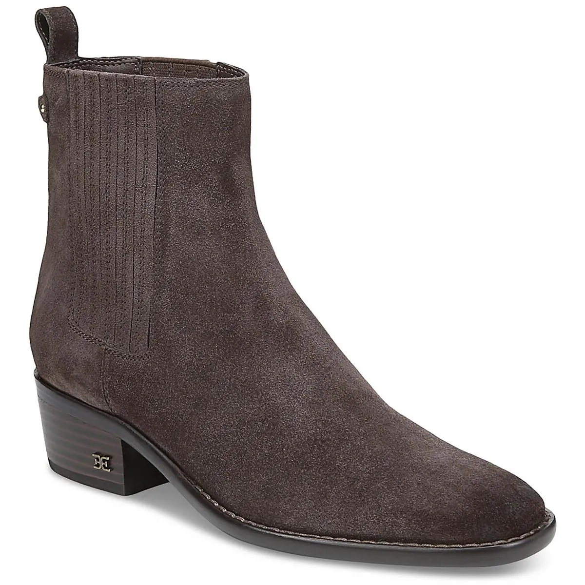 Bronson Womens Suede Stacked Heel Ankle Boots