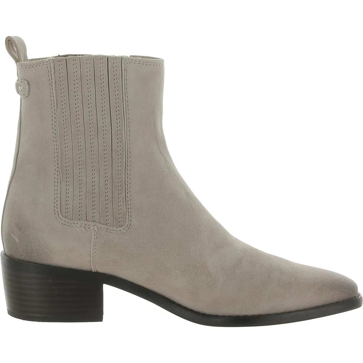 Bronson Womens Suede Stacked Heel Ankle Boots