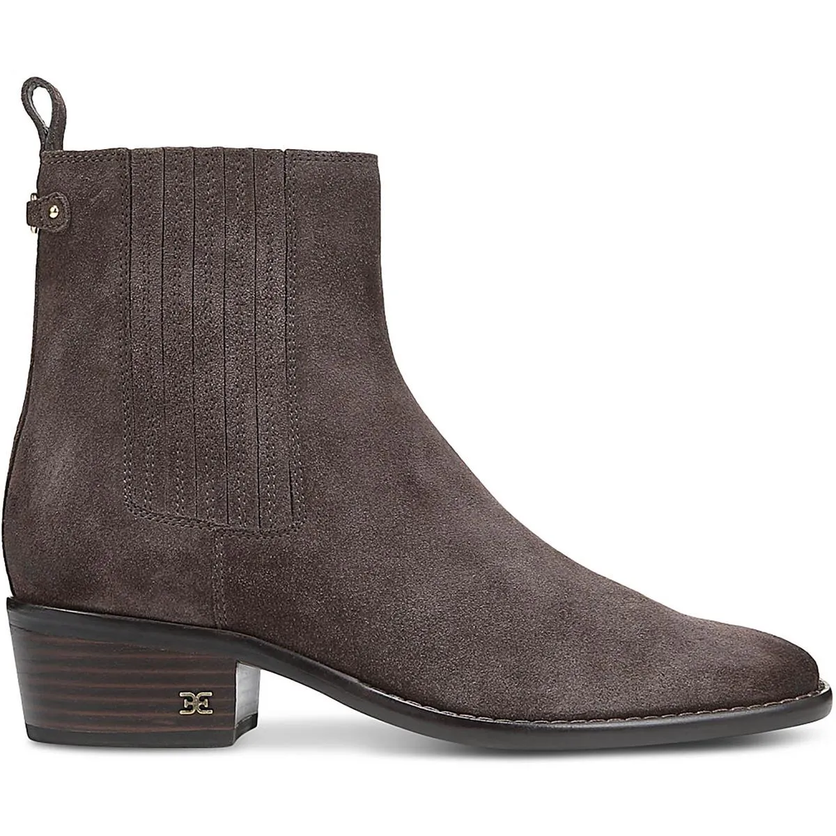 Bronson Womens Suede Stacked Heel Ankle Boots