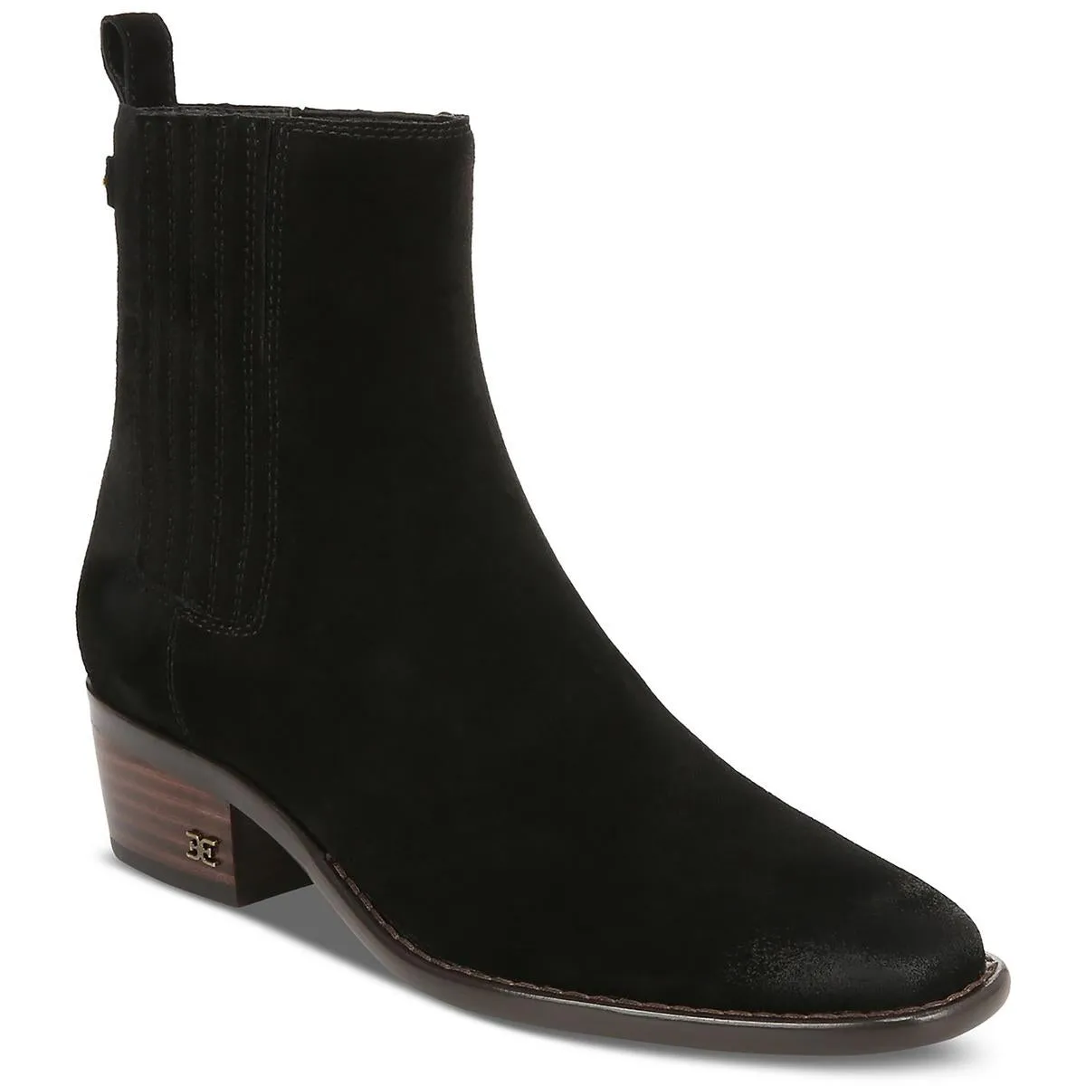 Bronson Womens Suede Stacked Heel Ankle Boots