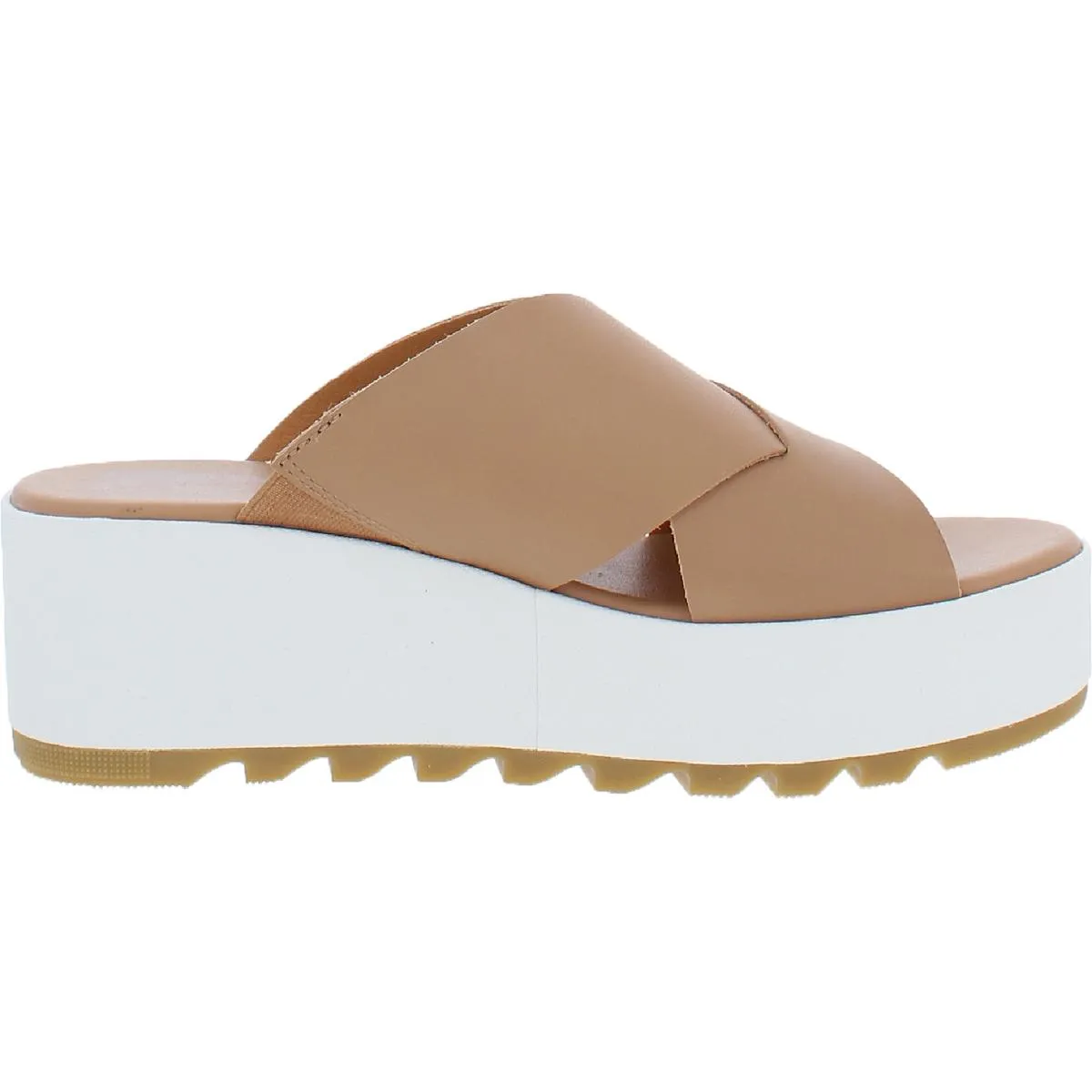 Cameron Womens Slip On Open Toe Platform Sandals