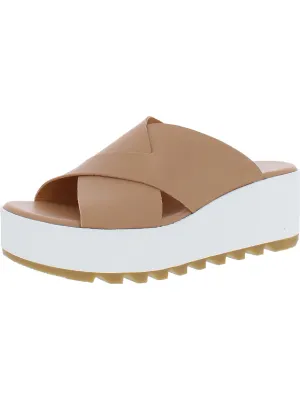 Cameron Womens Slip On Open Toe Platform Sandals