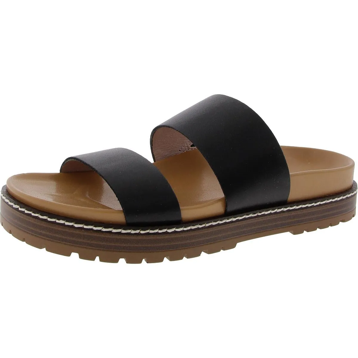 Charley Womens Solid Leather Slide Sandals