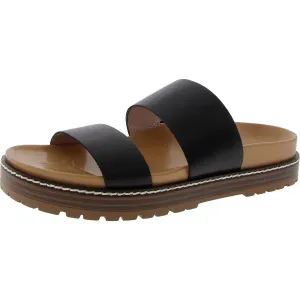 Charley Womens Solid Leather Slide Sandals