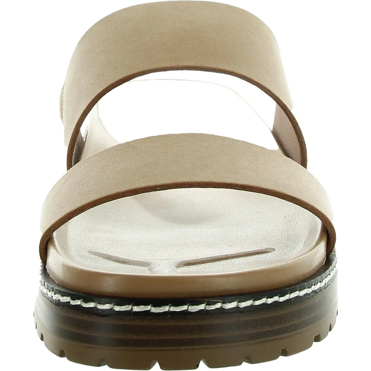 Charley Womens Solid Leather Slide Sandals
