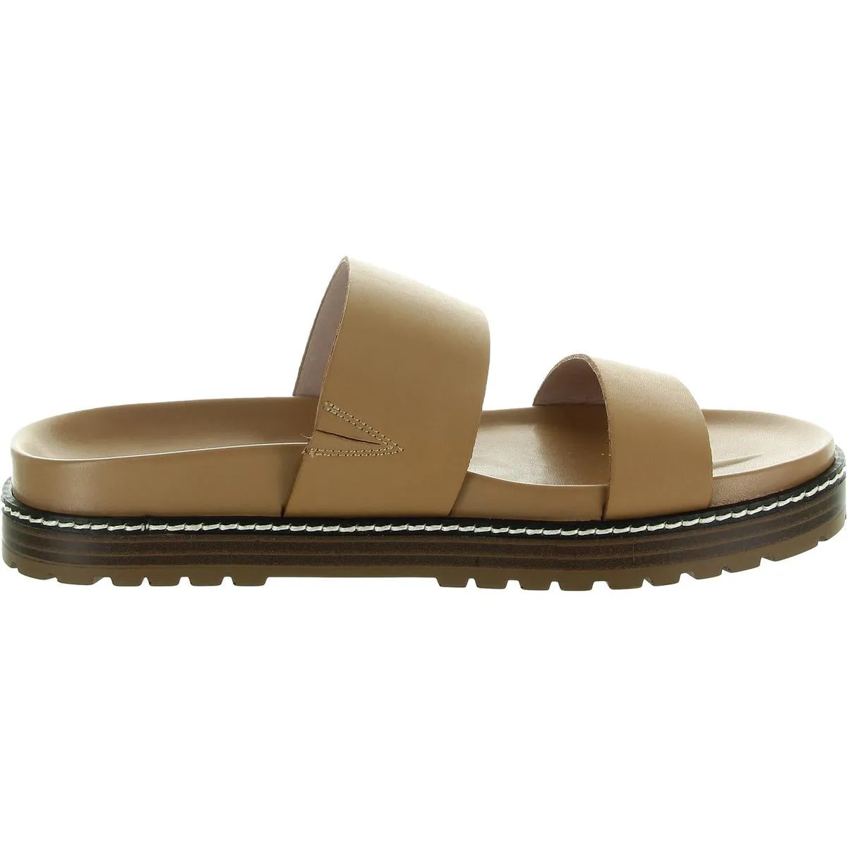 Charley Womens Solid Leather Slide Sandals