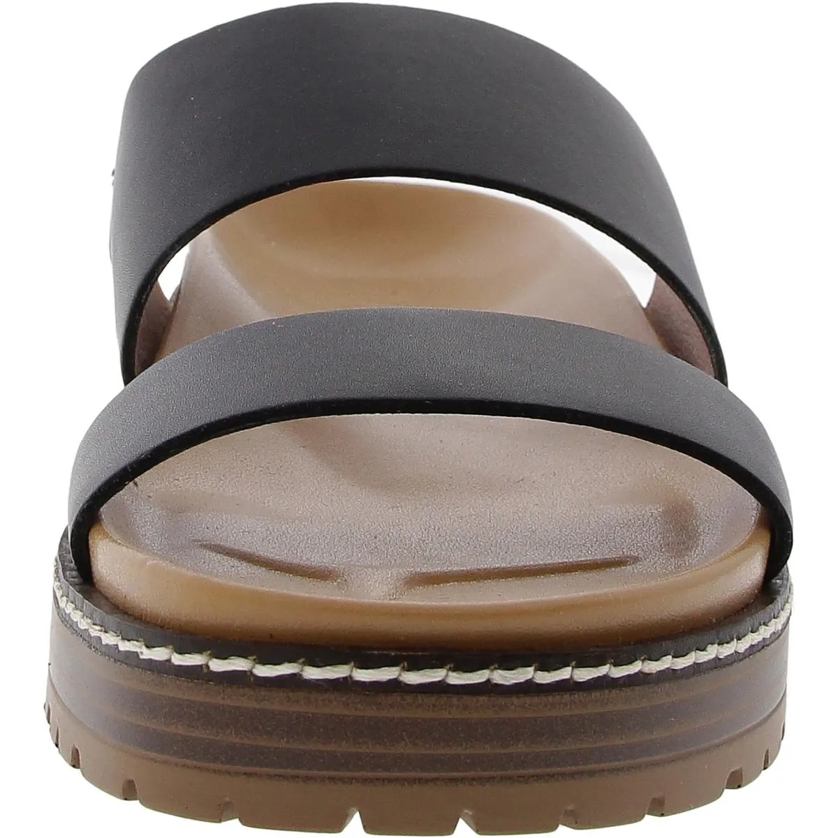 Charley Womens Solid Leather Slide Sandals
